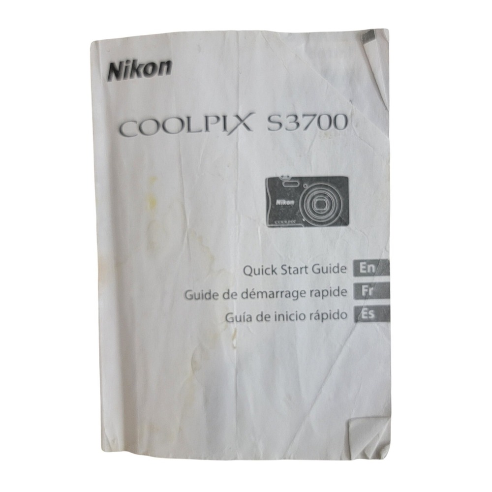 Nikon‎ Coolpix S3700 Quick Start Guide Manual English French Spanish 2015